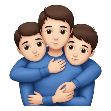 Three young brunette brothers hugging each other sticker