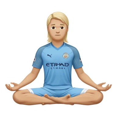 Erling Haaland long hair doing the lotus Manchester city  sticker