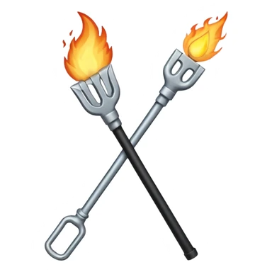 a three pronged pitchfork and a torch in an x formation sticker