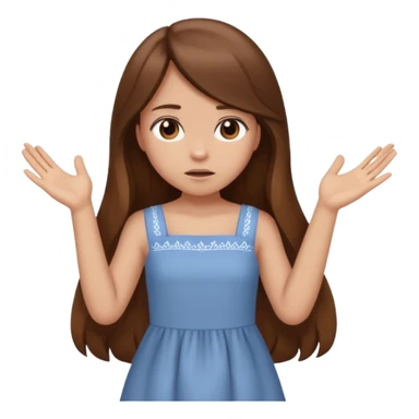 girl that doesn't care, she is like whatever, brown long hair, cute dress and her hands showing like i don't know whatever, make her look little bit bored sticker