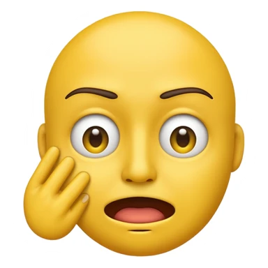 A straight face emoji with a slight look of disgust, a horizontal hand where the neck would be. All yellow. It should be a normal emoji with no body parts except the floating hand sticker