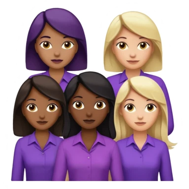 Group of reproductive age women 25-50 of all races with light, medium, dark and very dark skin tones. Blond, brown, black hair color with various purple blouses and shirtys. 10 per image sticker