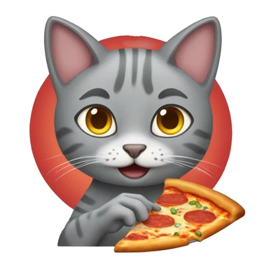 a gray cat eating pizza sticker