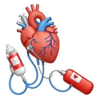hand holding shape of a loveheart with background of stethescope, heel lancet, baby blood tubes, monitoring cables, baby bottle, cute scrapbooking paper,  sticker