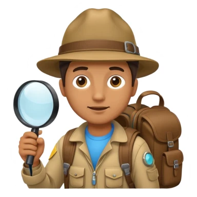 Explorer Man with backpack and magnifying glass sticker