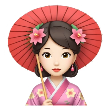 Japanese Princess  with paper umbrella sticker