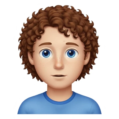 chico con capello crespo marron,piel blanca,ojos azules y pecas sticker
