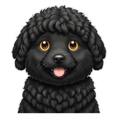 all black double doodle dog no background emoji sticker