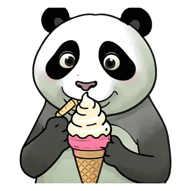 Panda eating ice cream sticker
