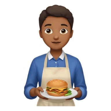 hazme una persona atendiendo una cafeteria universitaria sirviendo comida sticker