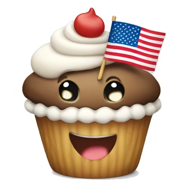 Happy cupcake with an American flag sticker