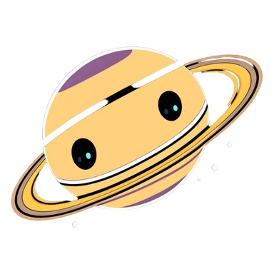 Saturn planet with a friendly face and visible rings sticker