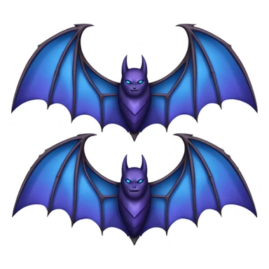 Dark fantasy bat wings, symmetrical, sharp edges, deep black with subtle blue-purple highlights, realistic, high detail, isolated on black background sticker