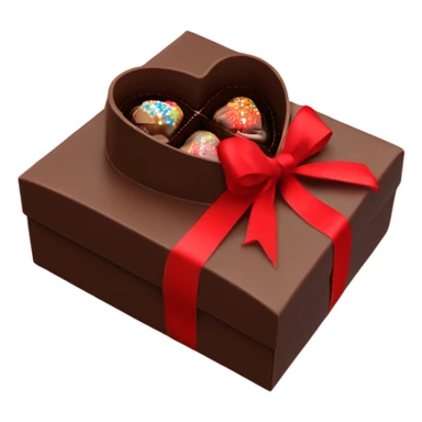 Real photo of heart shaped chocolate gift box with red ribbon  sticker