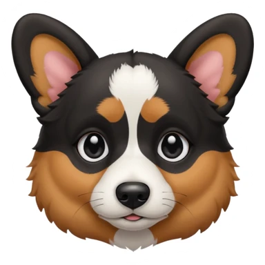 sad black tricolor corgi with no tail sticker