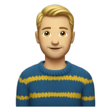 White Man Designer in blue and yellow sweater sticker