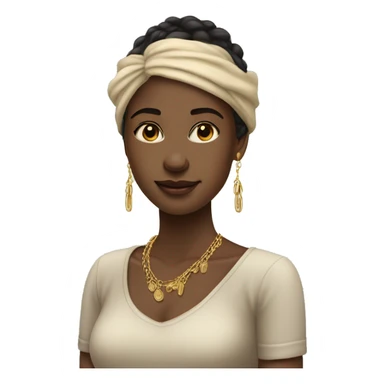 Girl with gold minimal western jewellery, small earrings and one very thin necklace. sticker