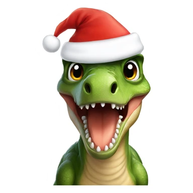 Dinosaur wearing a Santa hat sticker