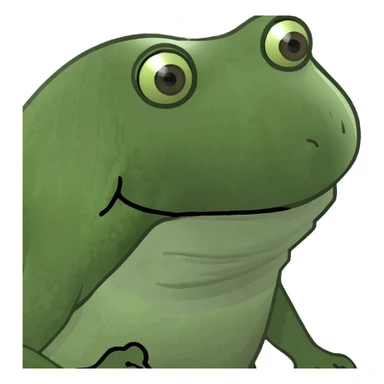 green bufo frog dashing forward determined face dynamic movement 'Io che corro' sticker