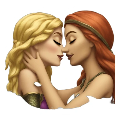 Mermaid and woman pirate kissing sticker