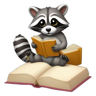 Raccoon with a plaster cast and a book sticker