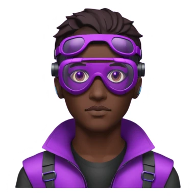 Cyberpunk man head 3d puruple cyber VR -glasses sticker