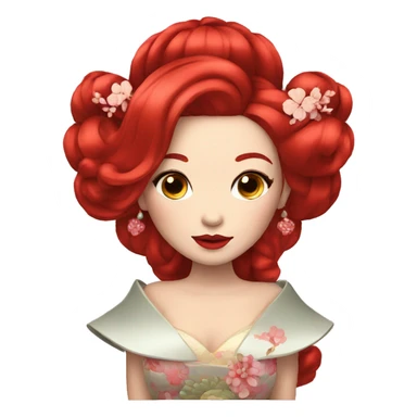 pageant queen with red hair and geisha makeup sticker