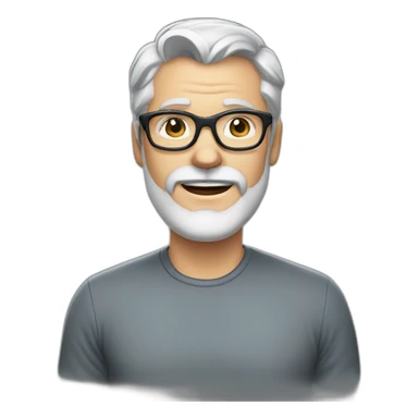 40 year old white man with grey hair and grey beard and dark glasses, KITCHEN sticker