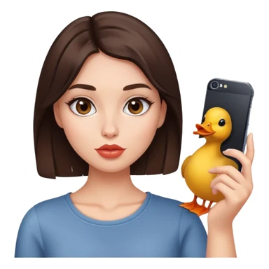 Brunette girl with duck face taking selfie sticker