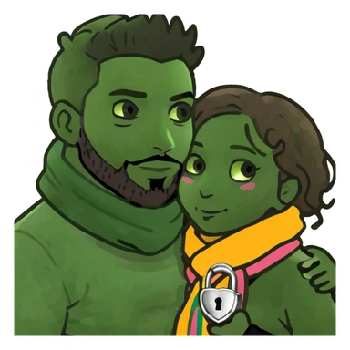 Curly girl with brown hair hugging her boyfriend brown skin black hair and beard padlock sticker