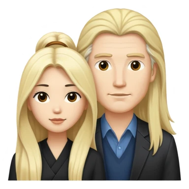 Tall white Asian blonde boyfriend with long-haired black hair, Asian girlfriend sticker