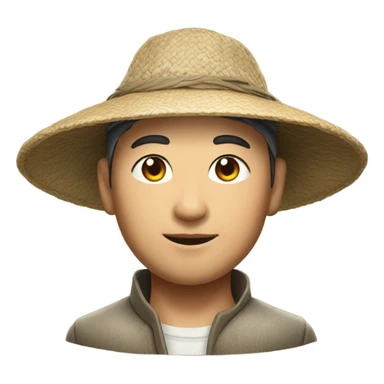 photorealistic Chinese peasant in sedge hat sticker