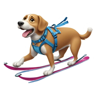 Dog cross country skiing  sticker
