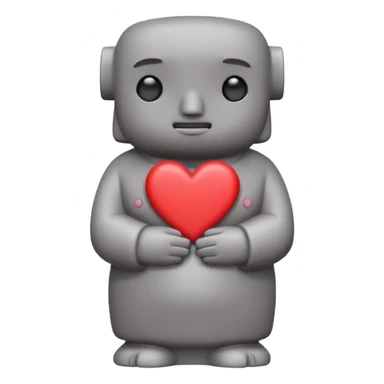 > Kawaii shy Moai statue, blushing, "👉🏻👈🏻" pose, pastel hearts, bold red text, chibi style, transparent background.
 sticker