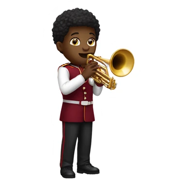 black boy playing trumpet wearing maroon uniform sticker