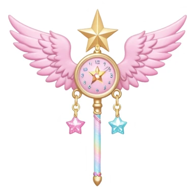 Kawaii decora cutecore starlight staff with wings and cute charms sticker