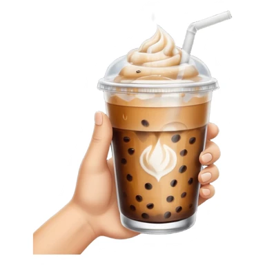 a white hand holding an iced coffee but just the hand and the cup sticker