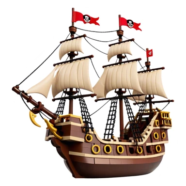 Pirate Ship (Toy) - Lego Pirate Ship (Model Year: 2021) (Iconic colour: Brown with red sails) sticker