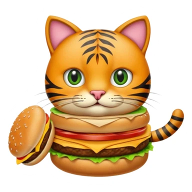 Un chat qui mange un hamburger  sticker