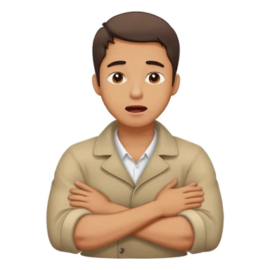 guy crossing arms holding neck sticking tongue out and eyes closed ￼ sticker