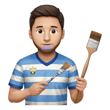 create an emoji of Lionel Messi in an Argentina shirt holding a paintbrush sticker