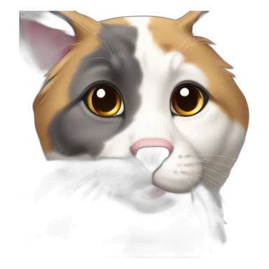 older diluted calico, white chin, black and pink nose, mostly dark grey, dark grey ears sticker