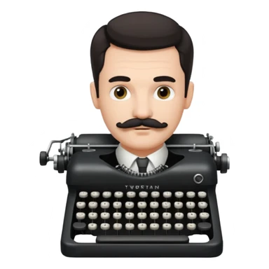 moustache man with vintage typewriter sticker