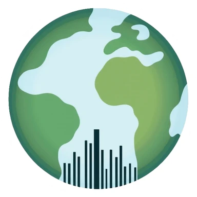 Minimalist circular logo with a stylized barcode morphing into a globe, representing ethical consumer choices and transparency. Clean greens and blues with neutral tones. Professional tech-forward design. sticker