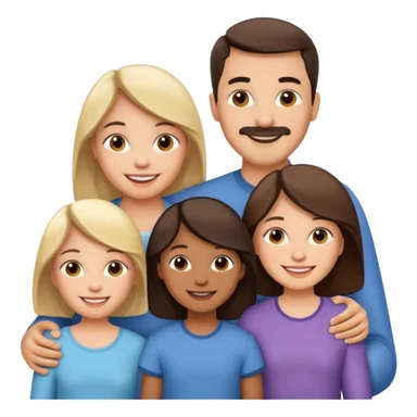 Happy family of 5: mom, dad, two sisters and brother sticker
