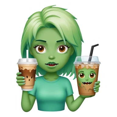 Girl monster with iced coffee sticker