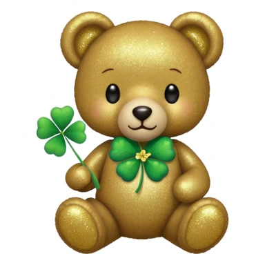 Glitter Teddy with four-leaf clover sticker