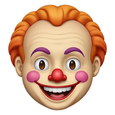 Emoji de mitad de cara de payaso y mitas de emoji riéndose  sticker