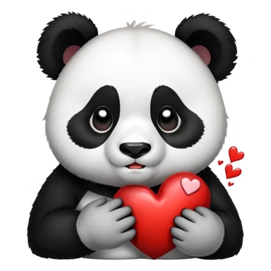 Girl panda tearing up a heart sticker