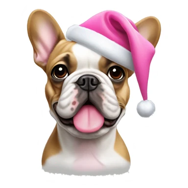 french bulldog with pink christmas hat sticker